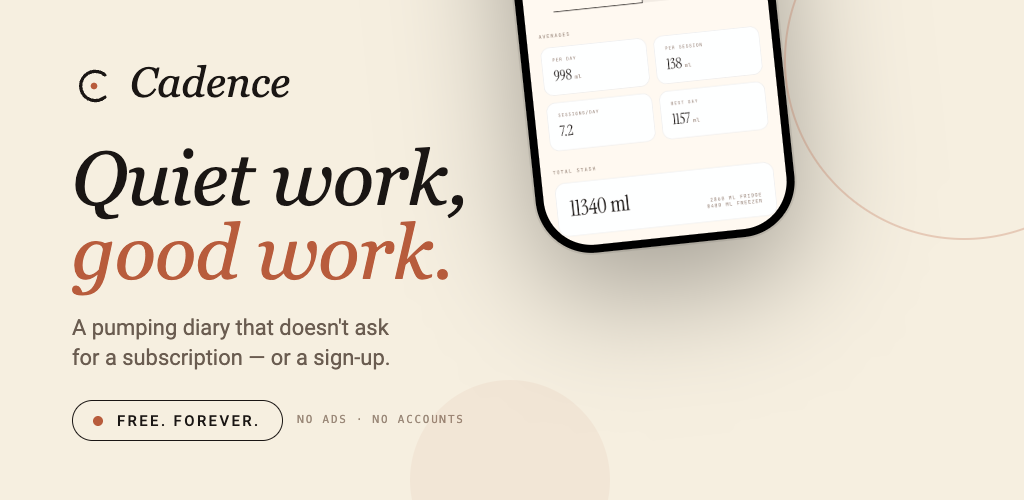 Cadence — a quiet diary for the work of pumping